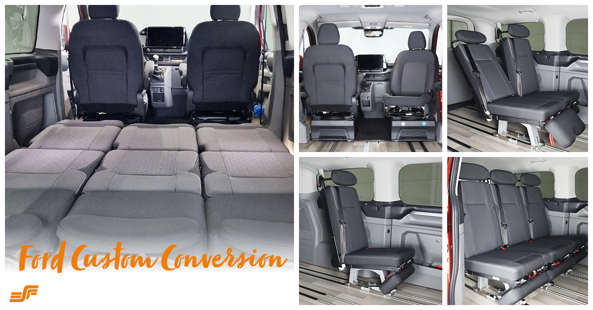 Ford Custom Ausbau mit Relax-Sitzen, EasyLeg und Rail-In Boden